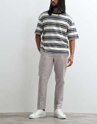 Mango Cotton Rich Tailored Pants In Gray