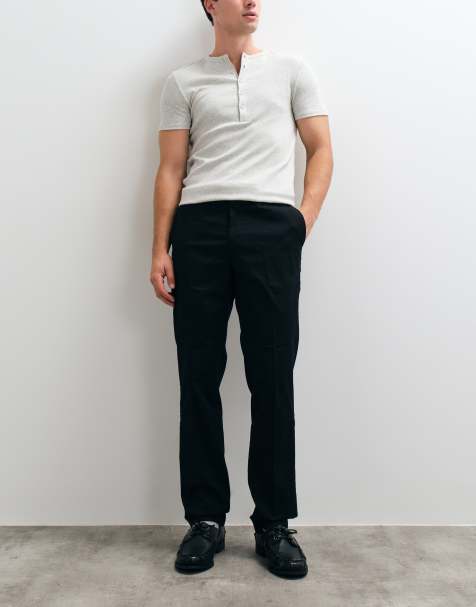 Mango cotton rich tailored tapered trouser in black - view 1