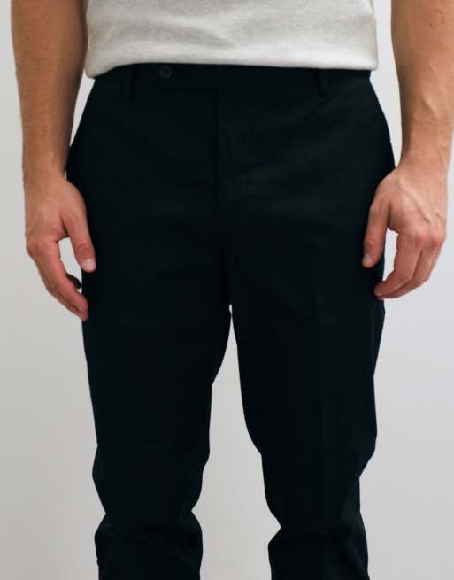 Mango cotton rich tailored tapered trouser in black, 2 of 5