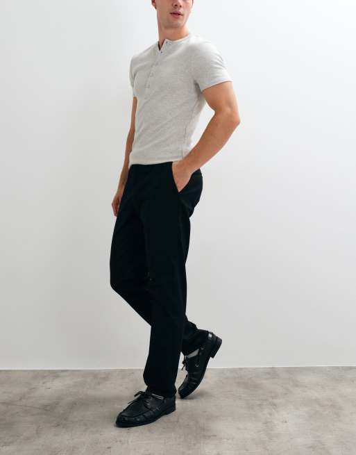 Mango cotton rich tailored tapered trouser in black, 3 of 5