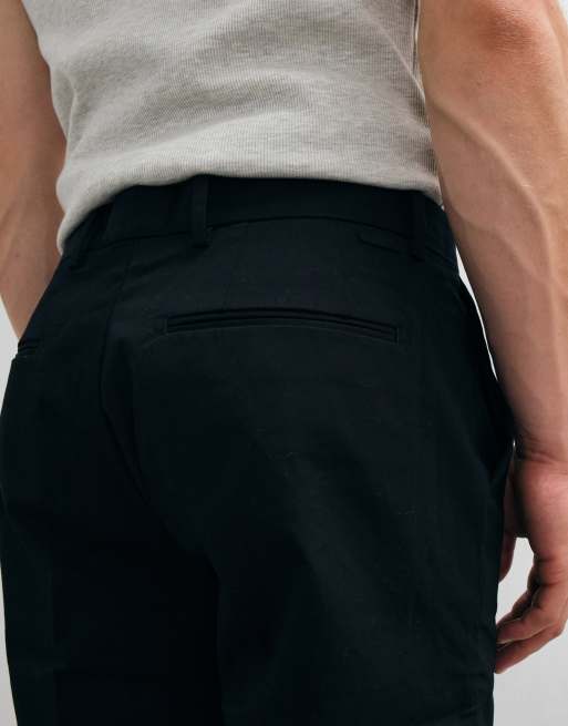 Mango cotton rich tailored tapered trouser in black, 4 of 5