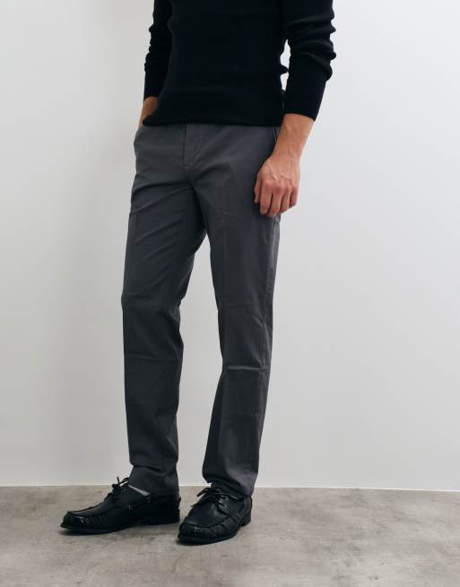 Mango cotton rich tailored tapered trouser in dark gray, 3 of 5