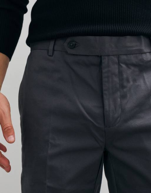 Mango cotton rich tailored tapered trouser in dark grey, 2 of 5