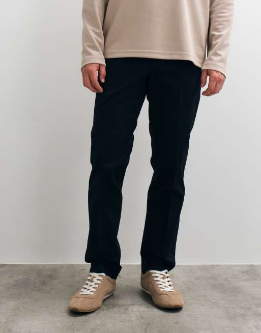 Mango cotton rich tailored tapered trouser in navy, 3 of 5