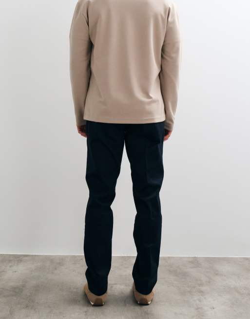 Mango cotton rich tailored tapered trouser in navy, 5 of 5