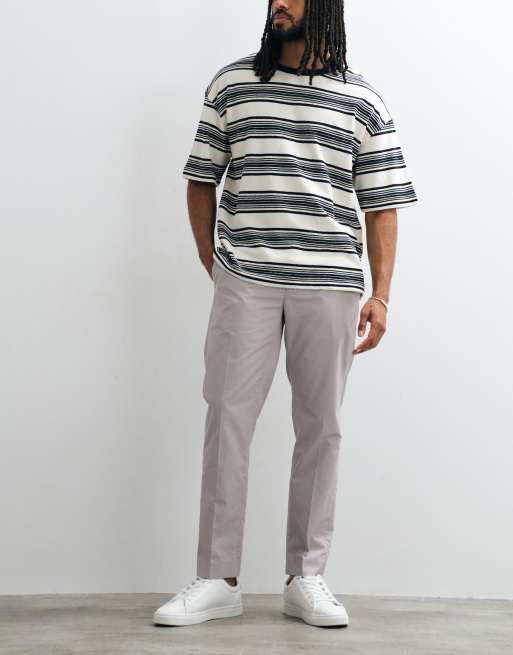 Mango cotton rich tailored trouser in stone, 2 of 5