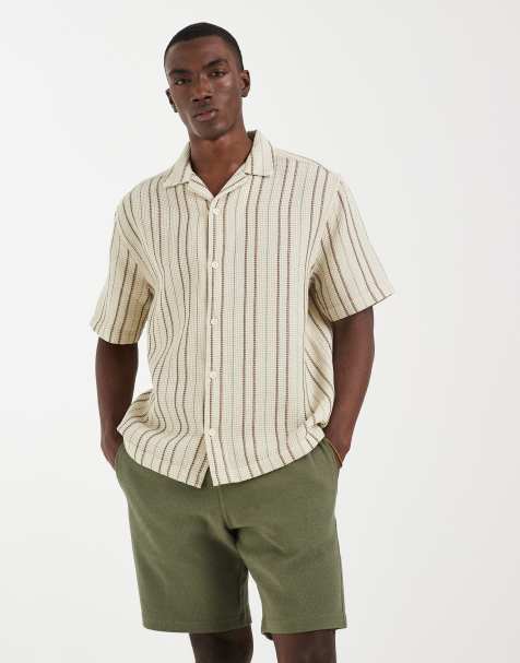 Mango cotton rich textured knit shorts in khaki - view 1