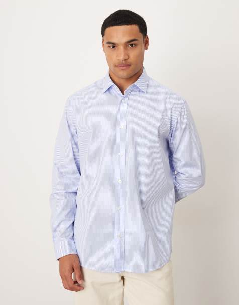 Mango cotton shirt in bright blue stripe      - view 1