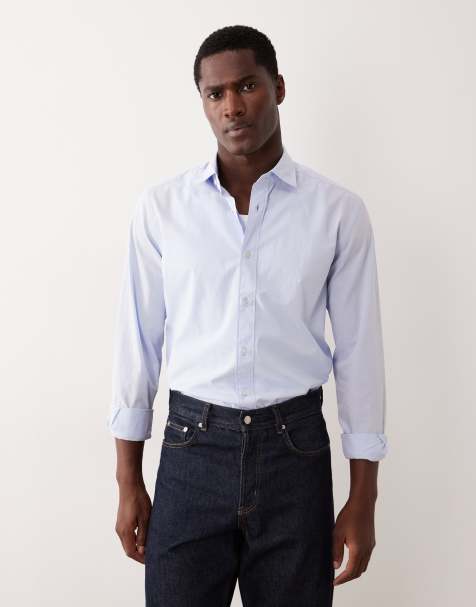 Mango cotton shirt in light blue - view 1