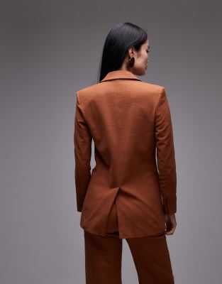 Mango cotton slim fit blazer in burnt orange - part of a set