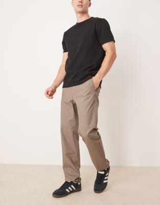 Mango cotton slim fit pants in brown - view 1