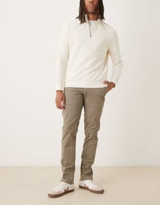 Mango Cotton Slim Fit Pants In Brown