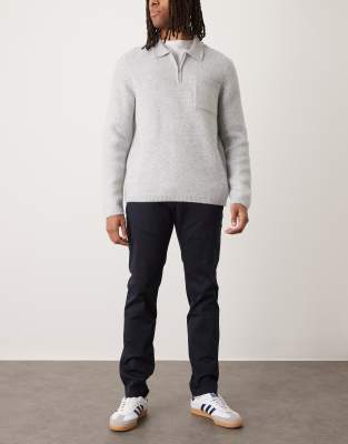 Mango Cotton Slim Fit Pants In Blue