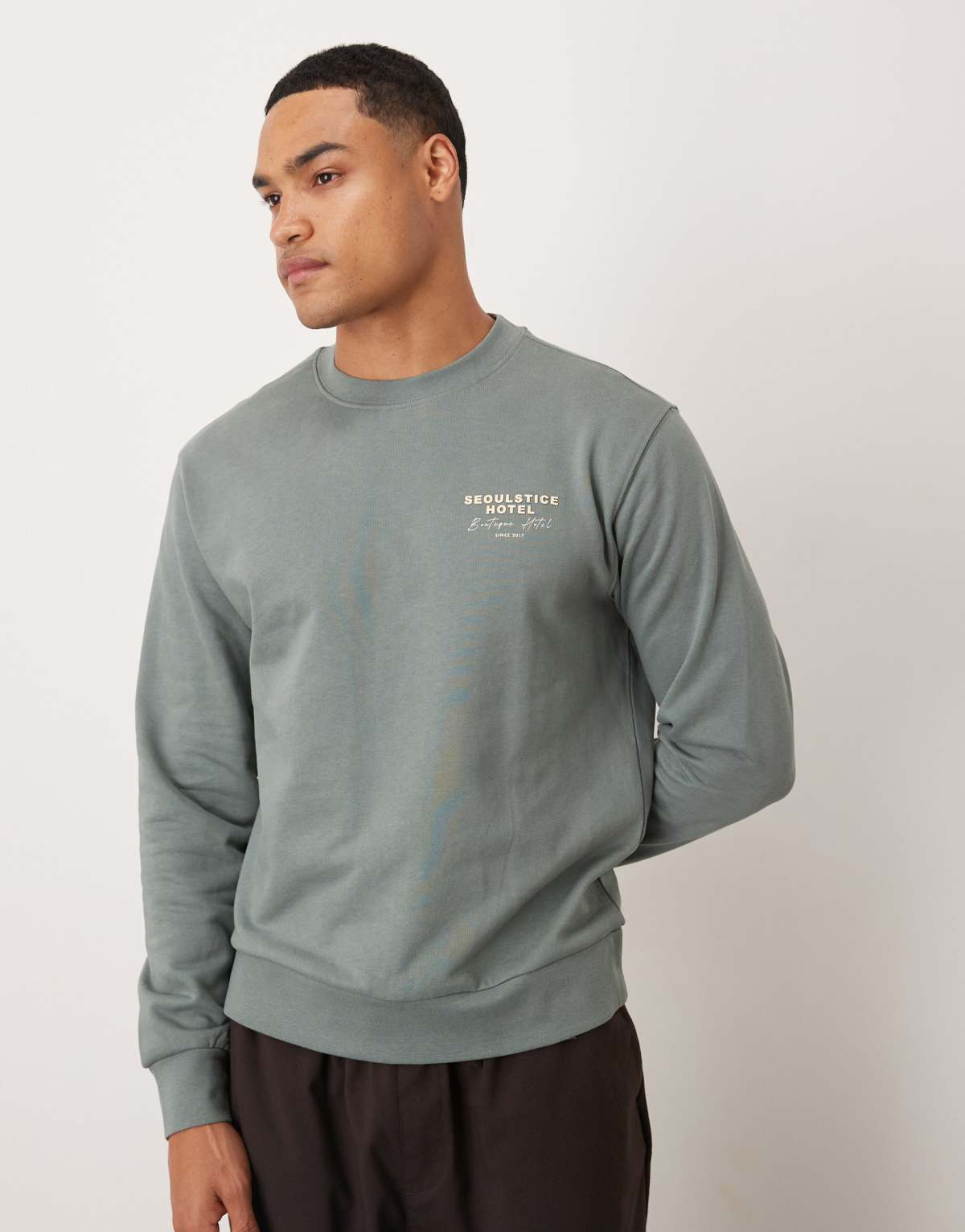 Mango cotton sweatshirt with Seoul graphic in green