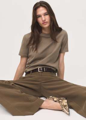 Mango Cotton T-shirt In Gray