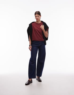 Mango Short-sleeved Cotton T-shirt Burgundy In Red