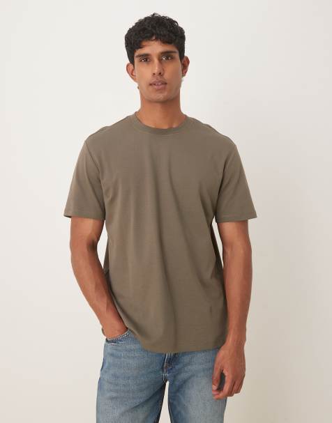 Mango cotton t-shirt in light brown - view 1