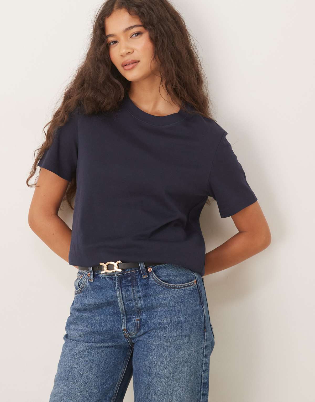 Mango cotton t-shirt in navy
