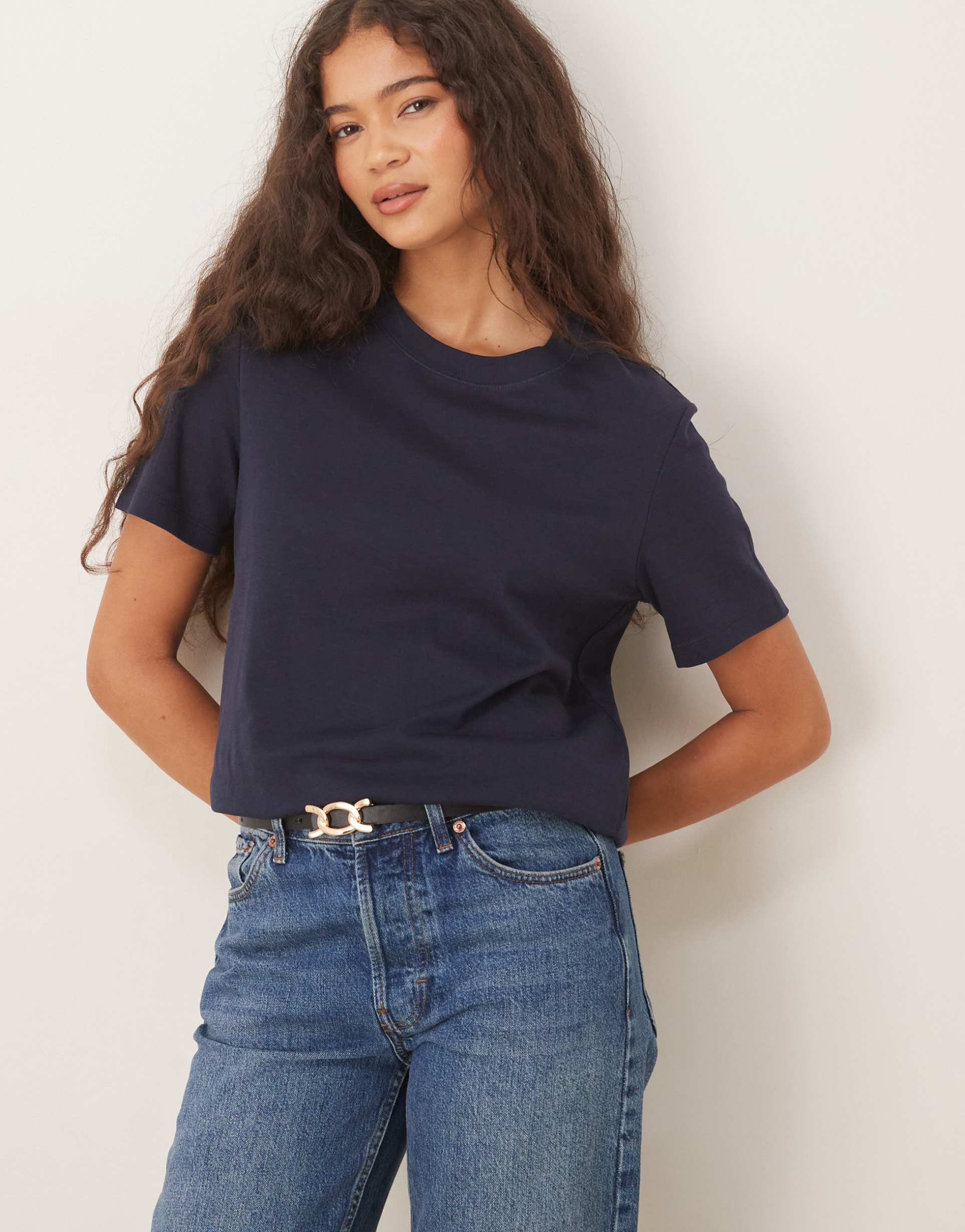 mango cotton t-shirt in navy