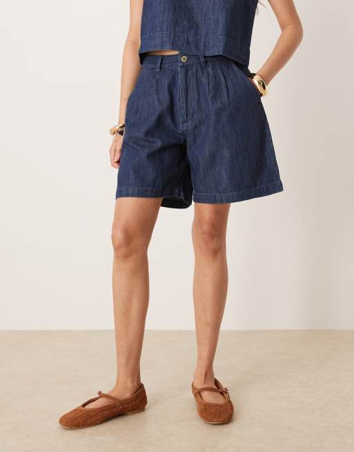 Mango cotton tailored longline denim shorts with dart detailing in indigo - part of a set, 2 of 5