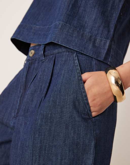 Mango cotton tailored longline denim shorts with dart detailing in indigo - part of a set, 4 of 5