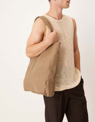 Mango Cotton Tote Bag In Brown