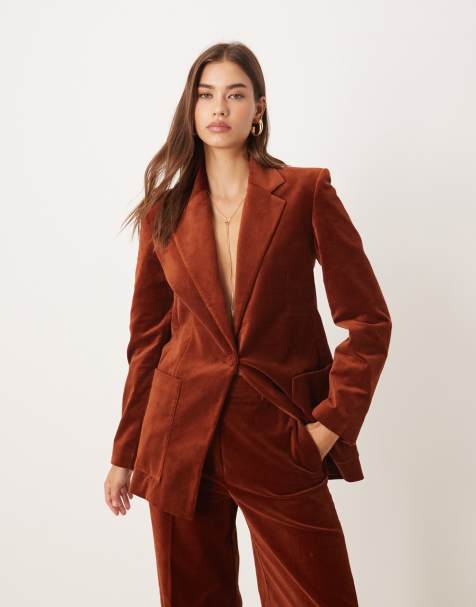 Mango cotton velvet blazer co-ord in amber - view 1