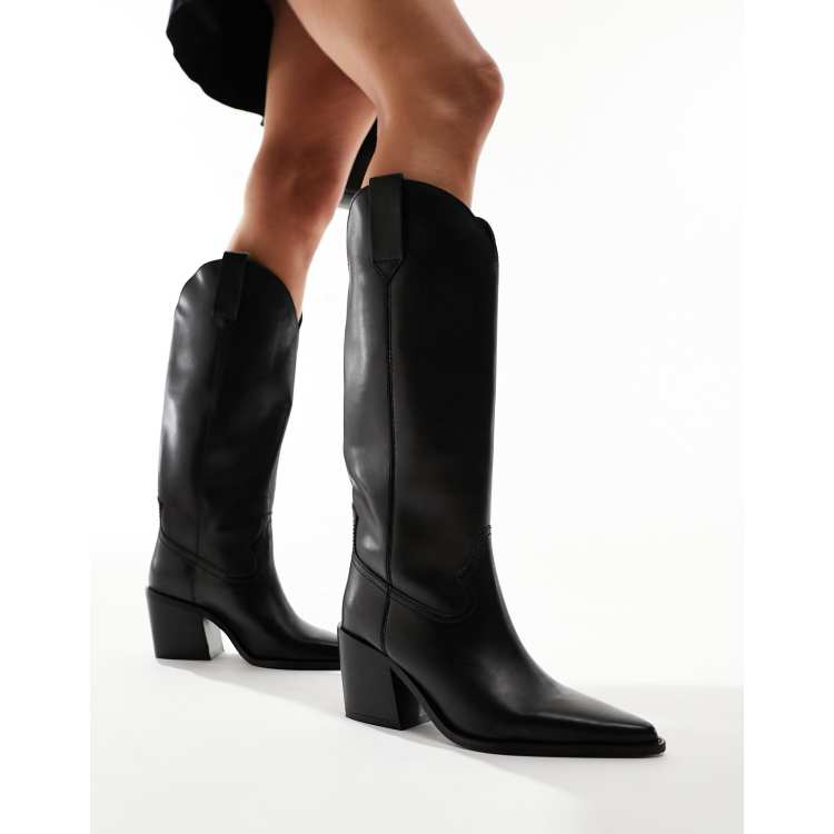 Mango cowboy style boot in black