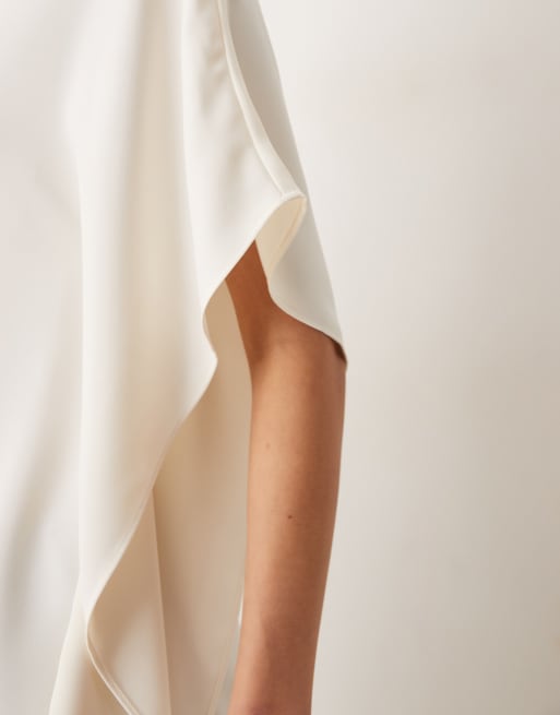 Mango cowl neck asymmetric sleeve in white, 2 of 4