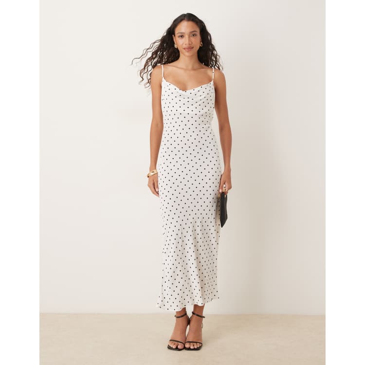 knee length dresses for ladies HAYLEE WHITE LINEN COWL DRESS – DISSH main image 0