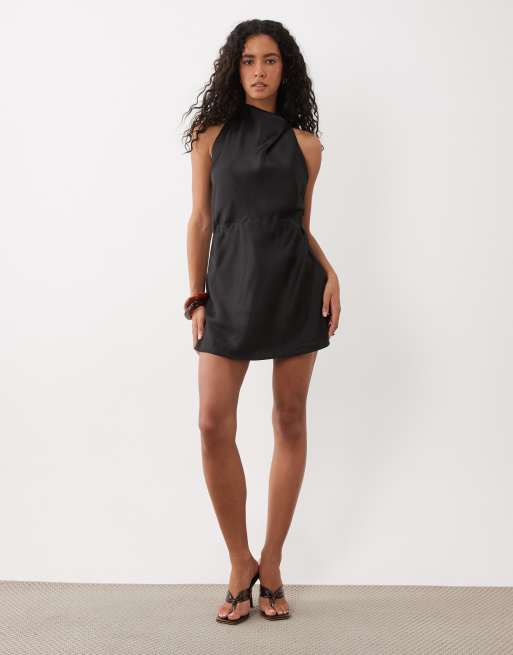Mango cowl neck mini dress in black, 2 of 4