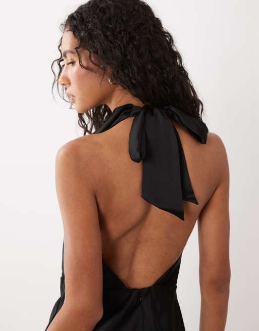 Mango cowl neck mini dress in black, 3 of 4