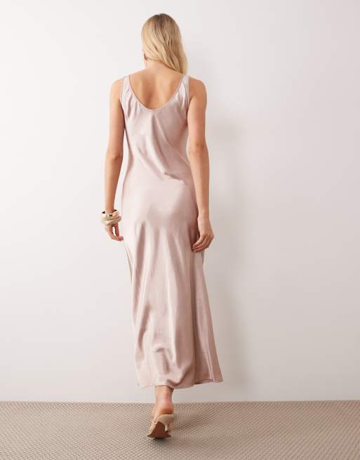 Mango cowl neck satin maxi dress in pastel pink, 4 of 4