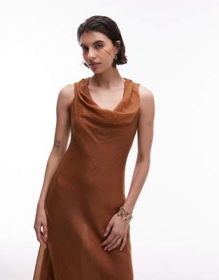 mango brown dress satin Mango Capsule satin one shoulder maxi dress in chocolate
