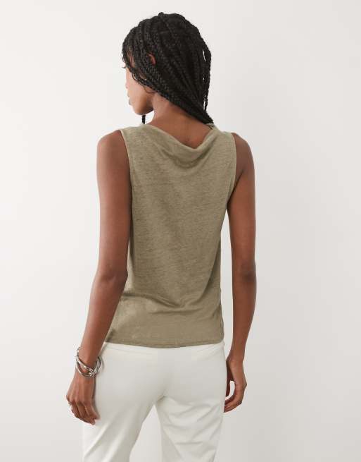 Mango cowl neck sleeveless top in beige, 4 of 4