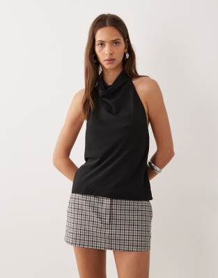 Mango Cowl Neck Sleeveless Top In Black