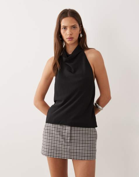 Mango cowl neck sleeveless top in black - view 1