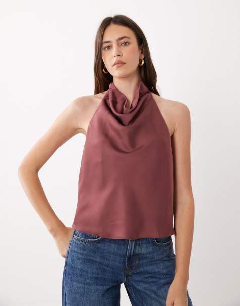 Mango cowl neck sleeveless top in plum - view 1