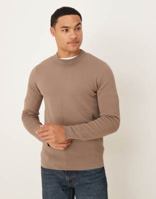 Mango Crew Neck Knit Sweater In Blue