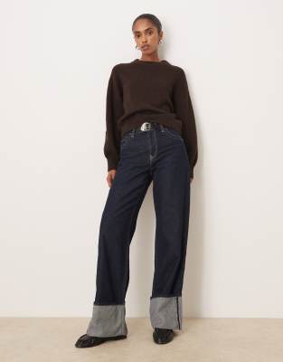 Mango Crew Neck Sweater In Brown