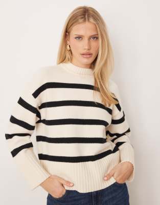Mango Crew Neck Sweater In White