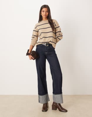 Mango Crew Neck Sweater In Blue