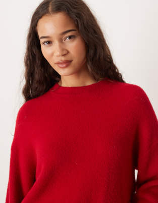 Mango Crew Neck Sweater In Red