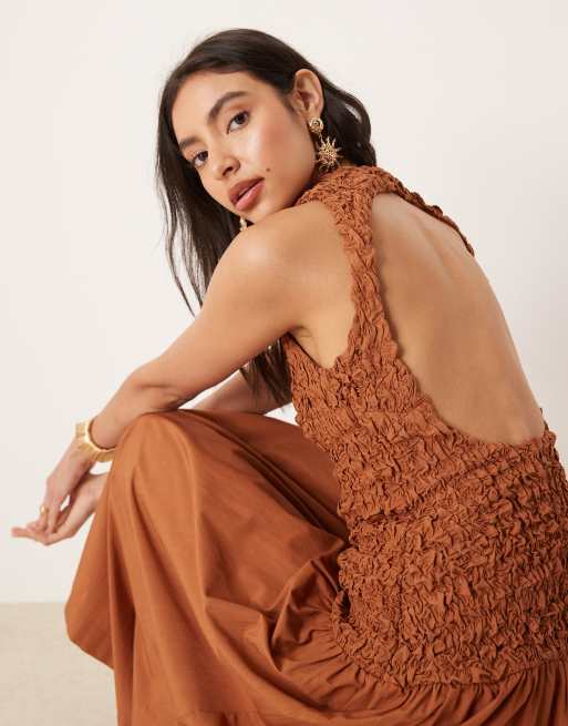 green emerald velvet dress Kaida Slinky Maxi Dress with Hardware / Burnt Orange | Meshki main image 0