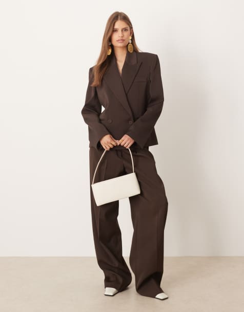 Mango - Cris Capsule - Ensemble avec blazer ajusté court et pantalon - Marron - view 1