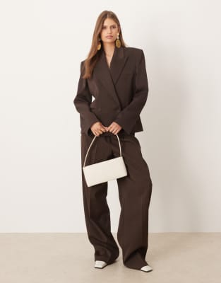 Mango Cris Capsule Wool Mix Short Tailored Blazer In Black