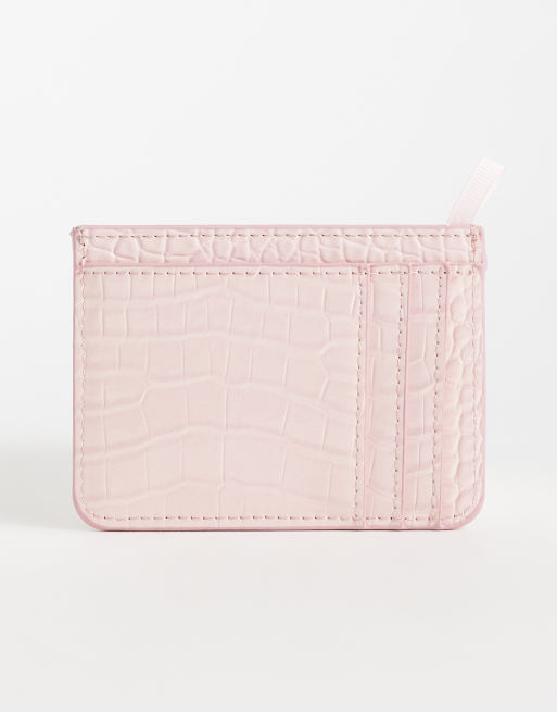 Mango croc effect card holder in pastel pink, 3 of 3