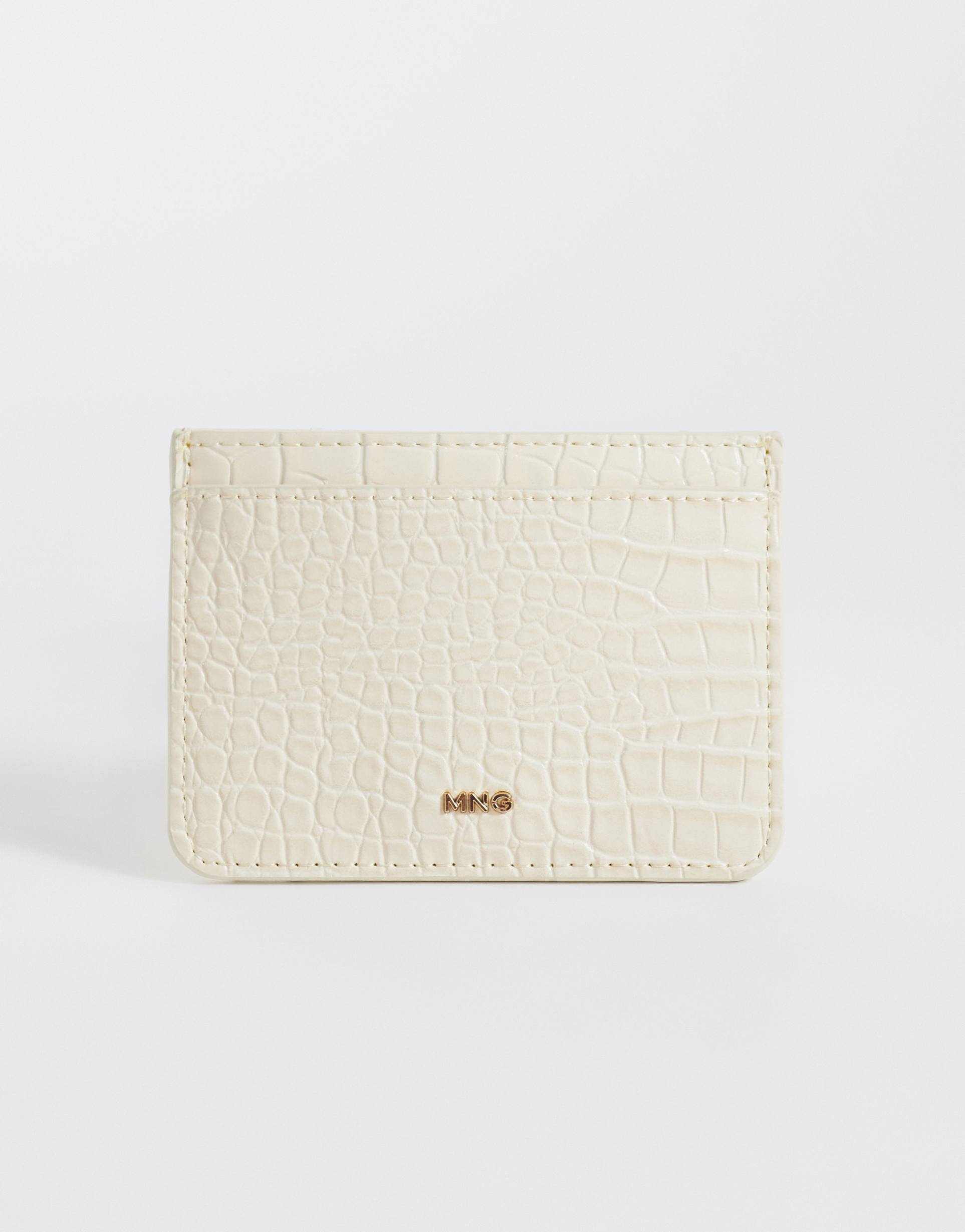 mango croc effect card holder in pastel yellow