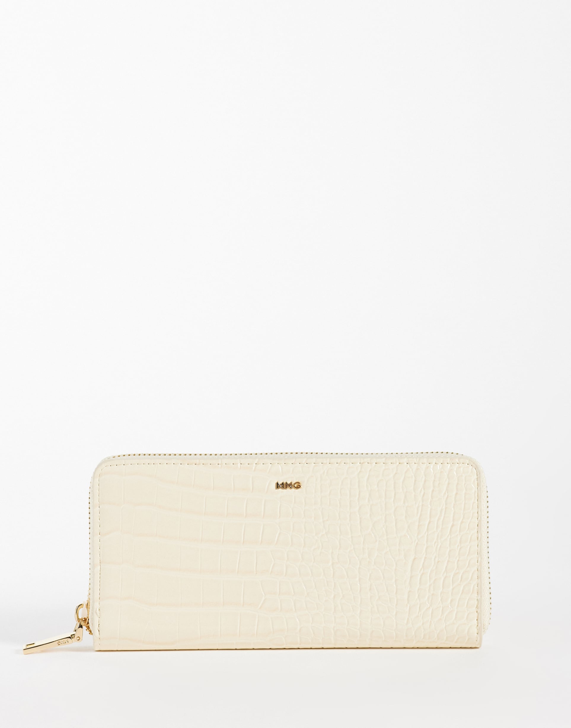 mango croc effect long wallet in pastel yellow