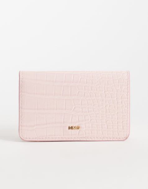 Mango croc effect wallet in pastel pink - view 1